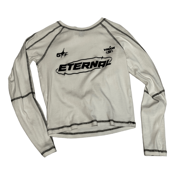 White graphic long-sleeve top