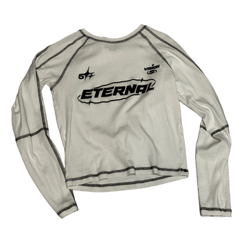 White graphic long-sleeve top