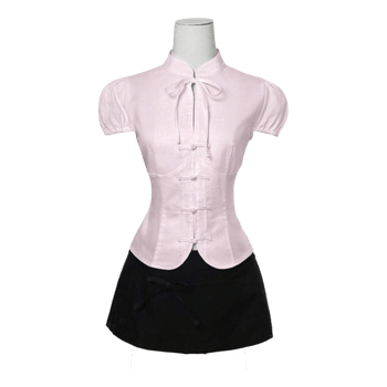 Pink mandarin collar blouse
