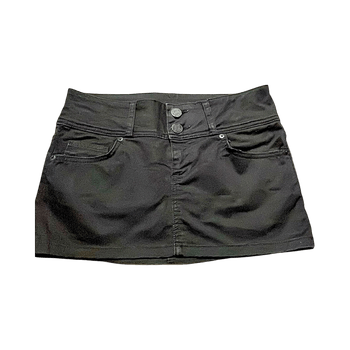 Black denim mini skirt