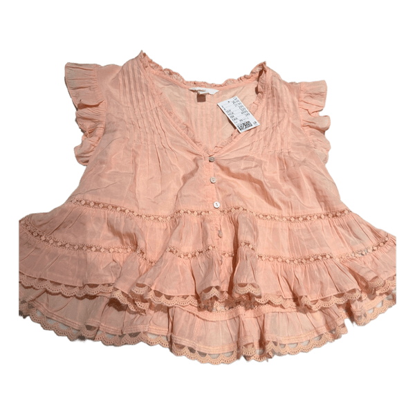 Lyserød H&M bluse med flæser