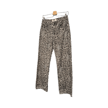 Leopard print denim pants