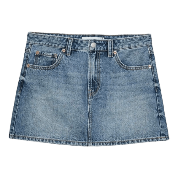 Blue denim mini skirt