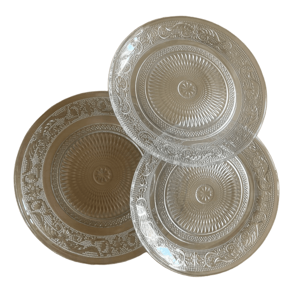 Glasteller Set mit Ornamentmuster