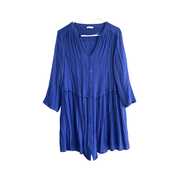 Fiorella Rubino bright blue viscose tunic blouse size S oversized