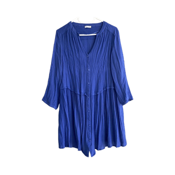 Fiorella Rubino bright blue viscose tunic blouse size S oversized