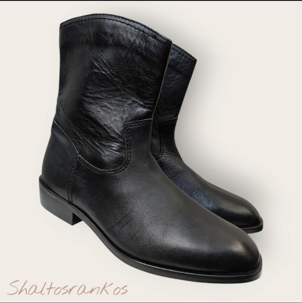 Zara black leather ankle boots