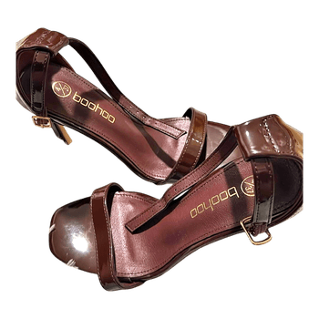 Burgundy patent heeled sandals