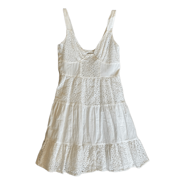White eyelet mini dress