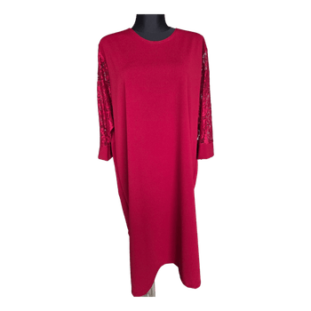 Red lace sleeve dress