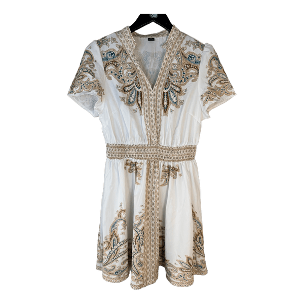 White paisley print dress