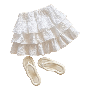 White ruffled mini skirt