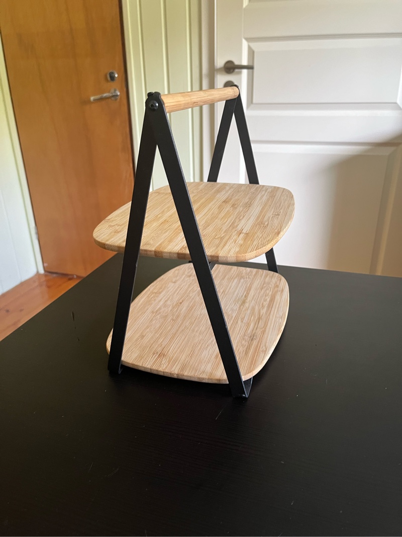 Two-tier bamboo serving tray