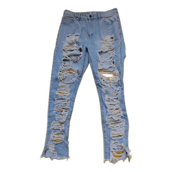 Light blue distressed jeans