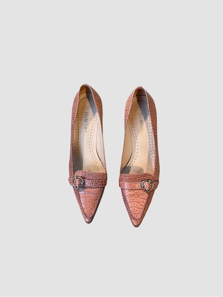 Dumond pink crocodile heels