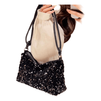 Black sequin shoulder bag