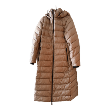 Beige quilted long coat