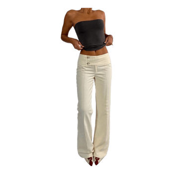 Cream high-waisted trousers