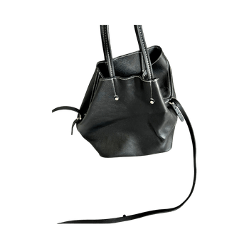 Black leather bucket bag