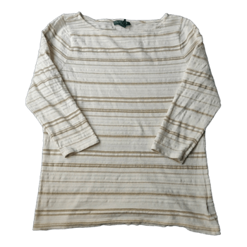 Lauren Ralph Lauren Raidallinen Paita - Luonnonvalkoinen Kulta - L/XL