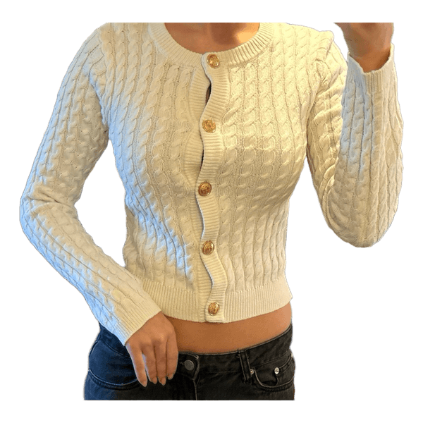 Hvid strikket cardigan