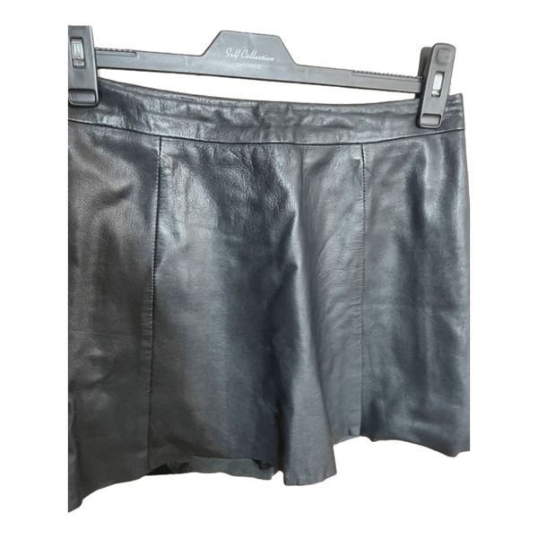 Black leather mini skirt