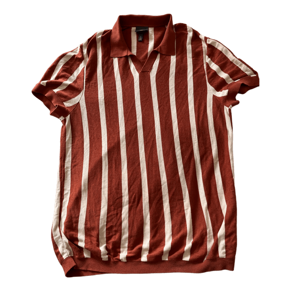 Striped knit polo shirt