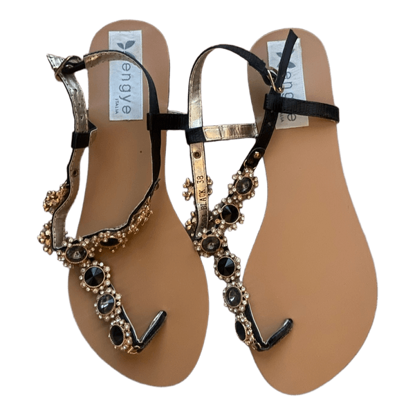 Black embellished flat sandals