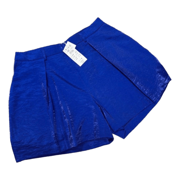 Blue tailored pleated shorts