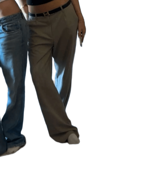 Beige wide leg jeans