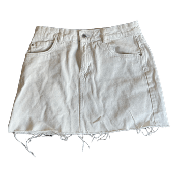 White denim mini skirt