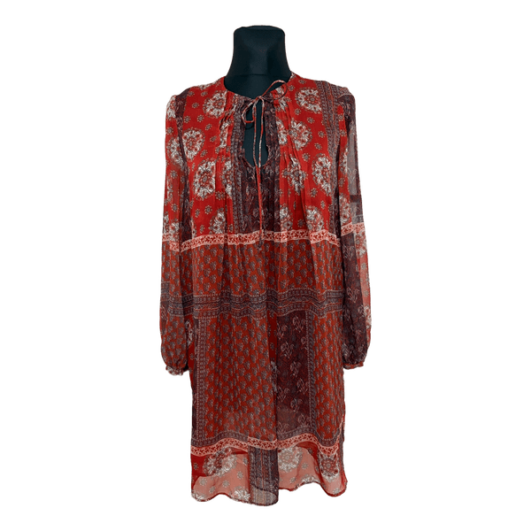 Red patterned chiffon dress