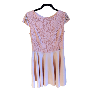 Pink lace skater dress