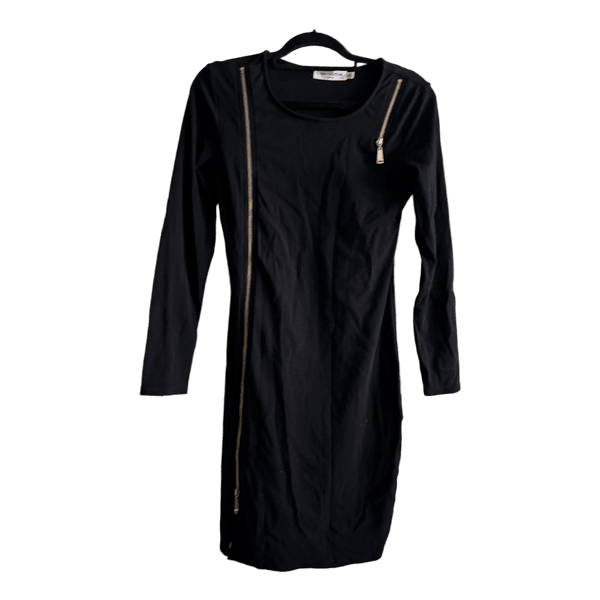 Black long sleeve zip dress