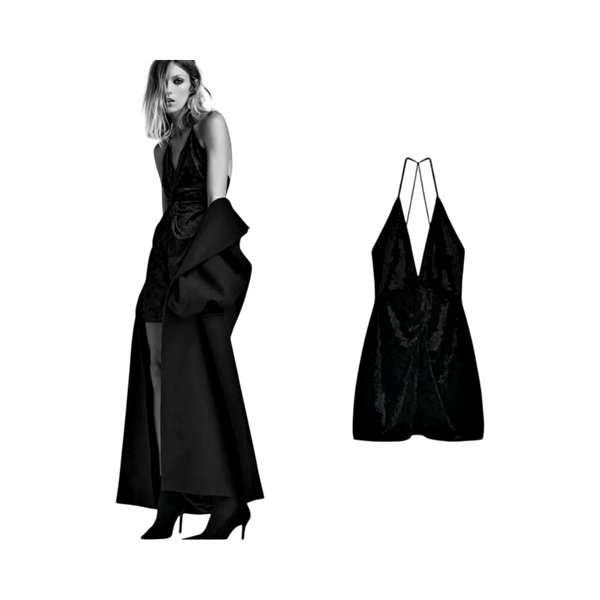 ZARA black velvet dress with open back
