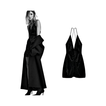 ZARA black velvet dress with open back