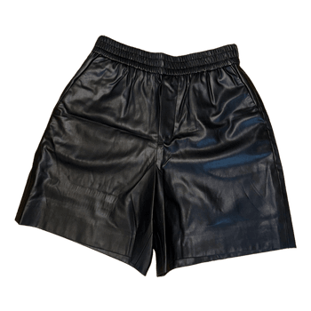 Black faux leather shorts