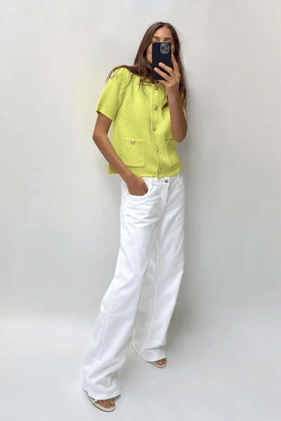 Short-sleeve knit cardigan