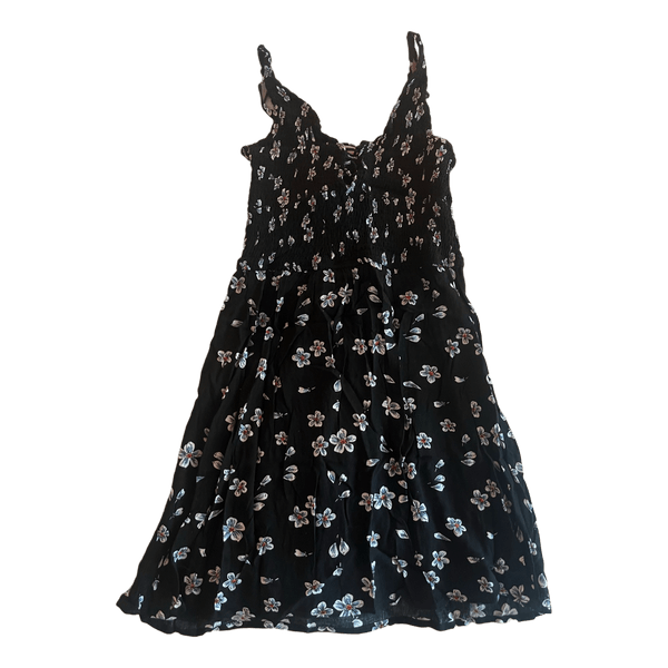 Black floral mini dress