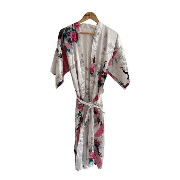Floral satin kimono robe