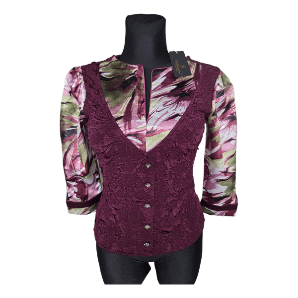 Burgundy floral blouse