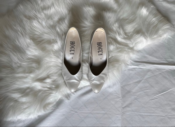 White leather heels
