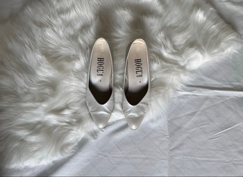 White leather heels
