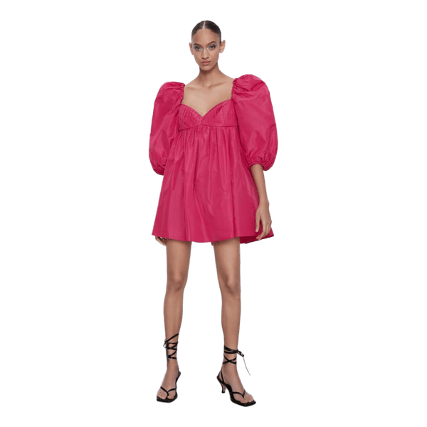 Pink puff sleeve dress