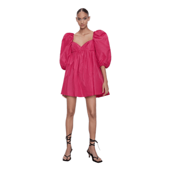 Pink puff sleeve dress