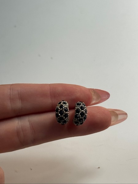 Black/navy crystal hoop earrings