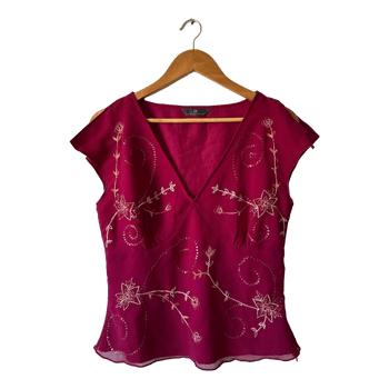 Pink embroidered sequin top