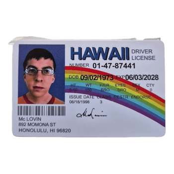 Mclovin novelty id card
