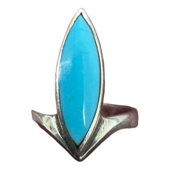 Turquoise marquise silver ring
