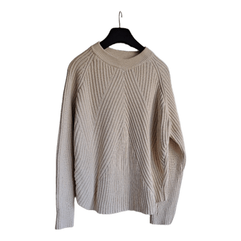 Beige ribbed knit sweater